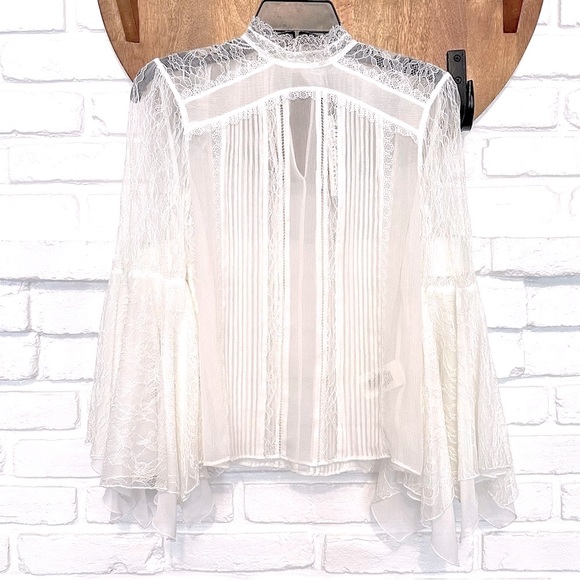 NWT Alice + Olivia & Stacey Bendet Ivy Handkerchief Sleeve
Silk Top Size 4 - Picture 5 of 10